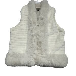 Kaleidoscope Faux Fur Vest Ivory Soft Womens One Size